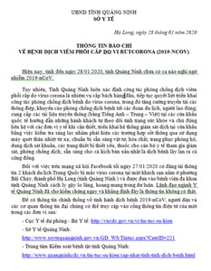 Thông tin báo chí về bệnh dịch viêm phổi cấp do vi rút Corona (2019-ncov)