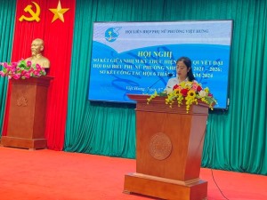 Hội nghị sơ kết giữa nhiệm kỳ thực hiện Nghị quyết Đại hội Đại biểu Hội LHPN phường Việt Hưng lần thứ XXIII, nhiệm kỳ 2021-2026.